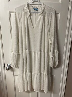 CeCe plus size V neck tiered white mini dress women’s size 3X